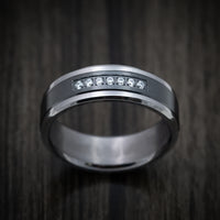 Tantalum Band with Black Titanium Inlay and Diamonds Custom Made Men's Ring