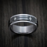 Tantalum Band with Black Titanium Inlay and Diamonds Custom Made Men's Ring