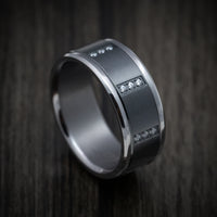 Tantalum Band with Black Titanium Inlay and Diamonds Custom Made Men's Ring