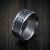 Tantalum Band with Black Titanium Inlay and Diamonds Custom Made Men's Ring