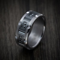 Tantalum Band with Black Titanium Inlay and Black Diamonds Custom Made Men's Ring