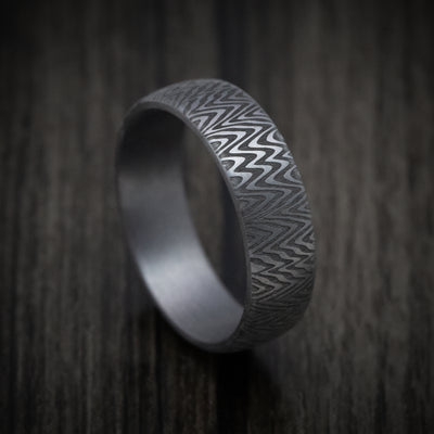 Tantalum Band with Organic Design Pattern Custom Made Men's Ring