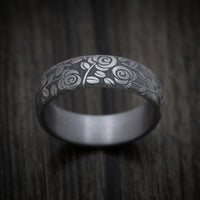 Tantalum Band with Floral Design Pattern Custom Made Men's Ring