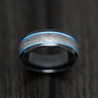 Black Titanium and Meteorite Men's Ring with Glow Inlays