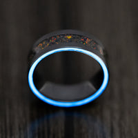 Black Titanium and Opal Men's Ring with Glow Inlays