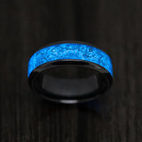 Black Titanium and Men's Ring with Glow Galaxy Inlay Inlays