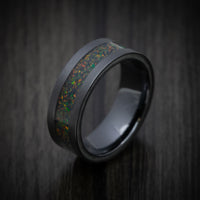 Black Titanium and Opal Men's Ring with Glow Inlays