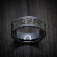 Black Titanium and Opal Men's Ring with Glow Inlays