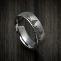 Tantalum Men's Ring with Spruce Forest Tree Design Pattern