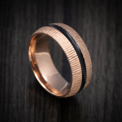 14K Gold Men's Ring with Cerakote Inlay Custom Made Band