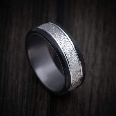 Carbon Fiber and 14K Gold Men's Ring with Tantalum Sleeve