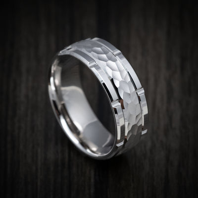 14K Gold Men's Ring with Hammer Finish