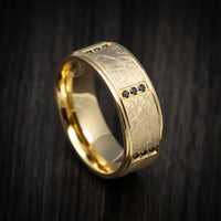 14K Yellow Gold Men's Ring with Black Diamonds