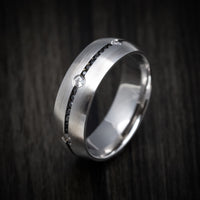 14K White Gold Men's Ring with Black and White Diamonds