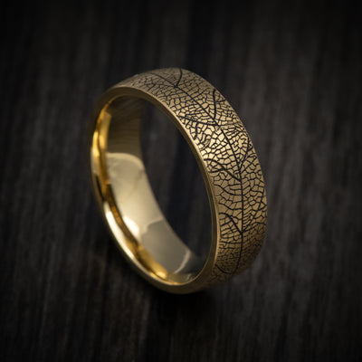 14K Gold Men's Ring with Leaf Design