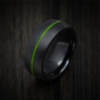 Black Titanium or Black Zirconium Men's Ring with Glow Inlay