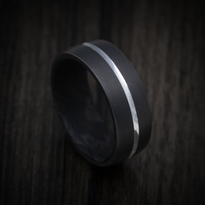 Darkened Tantalum Ring with Supercar Ron Authentic Supercar Exhaust Inlay and Forged Carbon Fiber Sleeve