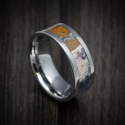 Tungsten Men's Ring with Indian Blanket Jasper Stone Inlay