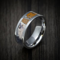 Tungsten Men's Ring with Indian Blanket Jasper Stone Inlay