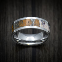 Tungsten Men's Ring with Indian Blanket Jasper Stone Inlay