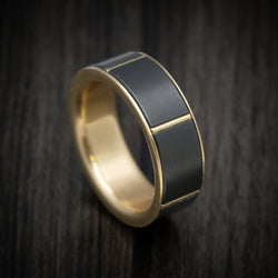 14K Yellow Gold Spinner Ring with Black Zirconium Inlay
