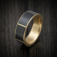 14K Yellow Gold Spinner Ring with Black Zirconium Inlay