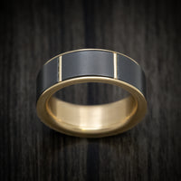 14K Yellow Gold Spinner Ring with Black Zirconium Inlay
