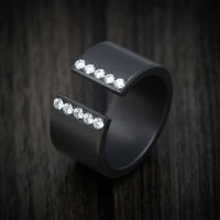 Black Zirconium Open Shank Thick Band with Lab Diamonds
