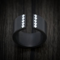 Black Zirconium Open Shank Thick Band with Lab Diamonds