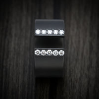 Black Zirconium Open Shank Thick Band with Lab Diamonds