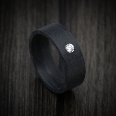 Solid Forged Carbon Fiber Men's Ring with Lab Diamond