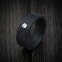 Solid Forged Carbon Fiber Men's Ring with Lab Diamond