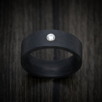 Solid Forged Carbon Fiber Men's Ring with Lab Diamond