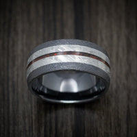 Black Titanium or Black Zirconium Ring with Meteorite and Opal Inlays