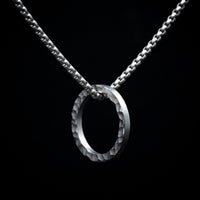 Stainless Steel Hammered Open Pendant and Chain