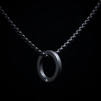 Black Zirconium and Diamond Open Pendant and Chain