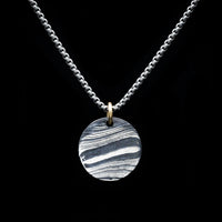 Damascus Steel Round Pendant and Chain