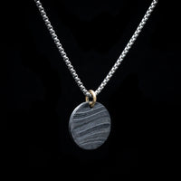 Damascus Steel Round Pendant and Chain