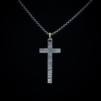 Damascus Steel Christian Cross Pendant and Chain