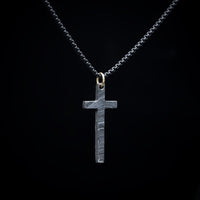 Damascus Steel Christian Cross Pendant and Chain