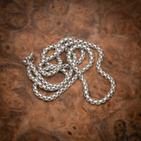 Matte Silver Venetian Box Chain 24" Necklace
