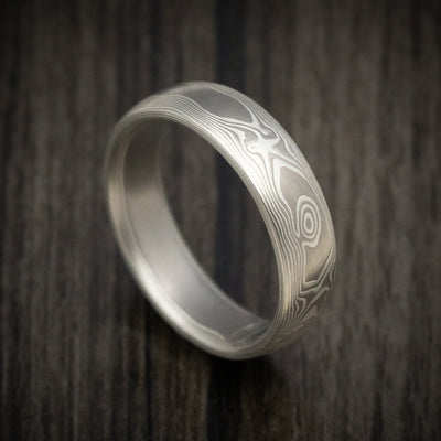Handmade Palladium and Silver Mokume Gane Woodgrain Pattern Men's Ring