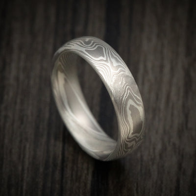 Handmade Palladium and Silver Mokume Gane Twist Pattern Men's Ring