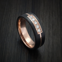 Carbon Fiber and 14K Gold Mens Ring with Lab Diamonds