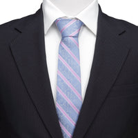 Marvel Comics Blue and Pink Stripe Silk Men's Tie