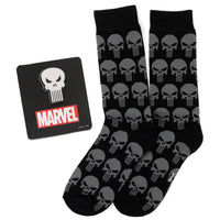 Marvel Punisher Black Socks and Silver Lapel Pin Gift Set