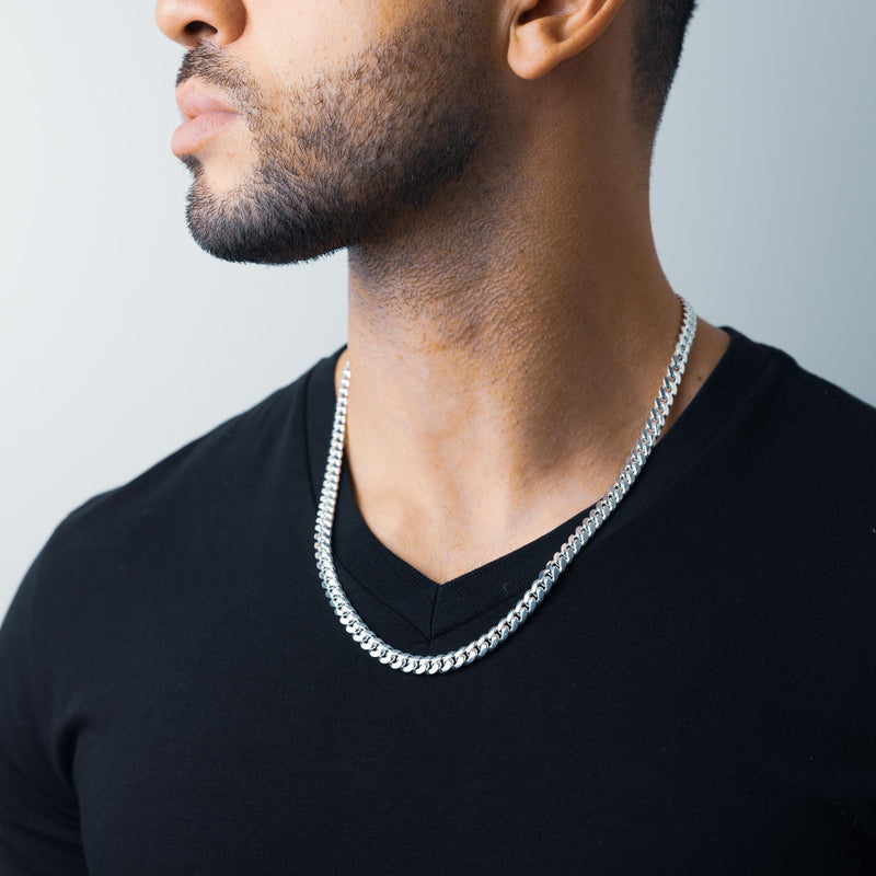 High Polish Silver Miami Cuban Chain 7mm