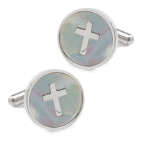 Cross Mother of Pearl Stainless Steel Cufflinks