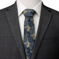 Kaleido Floral Navy Tan Accented Men's Tie