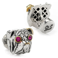 Sterling Silver with 14k Gold Vermeil Accent English Bulldog Cufflinks
